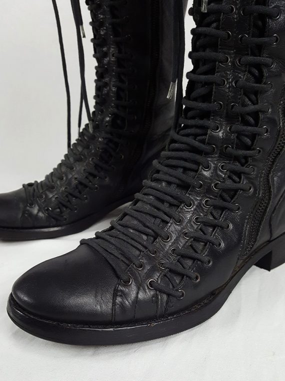 vaniitas vintage Ann Demeulemeester black flat triple lace boots fall 2008 201824
