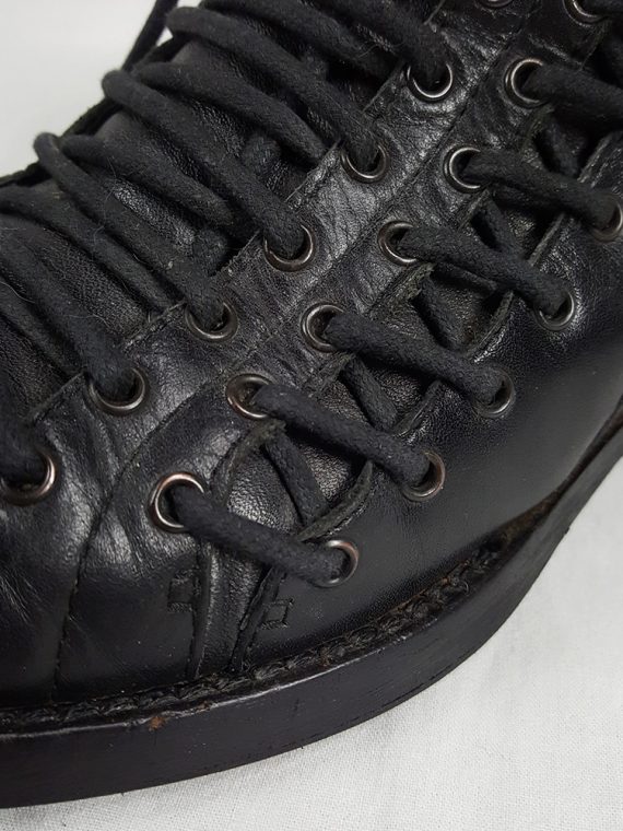 vaniitas vintage Ann Demeulemeester black flat triple lace boots fall 2008 202015