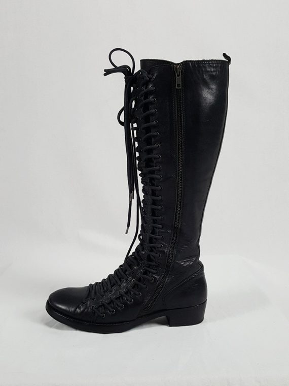 vaniitas vintage Ann Demeulemeester black flat triple lace boots fall 2008 202149