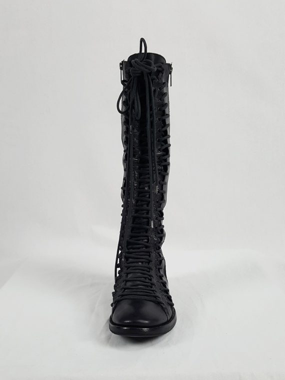 vaniitas vintage Ann Demeulemeester black flat triple lace boots fall 2008 202216(0)