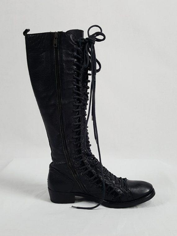 vaniitas vintage Ann Demeulemeester black flat triple lace boots fall 2008 202251