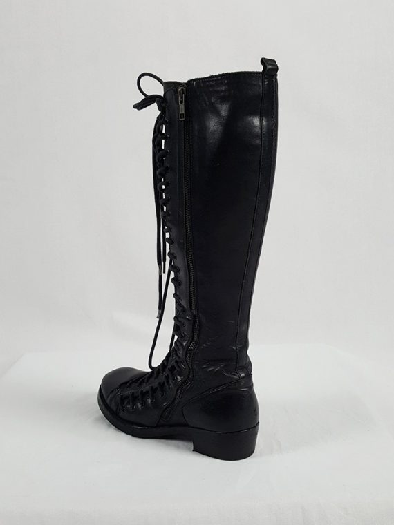 vaniitas vintage Ann Demeulemeester black flat triple lace boots fall 2008 202326