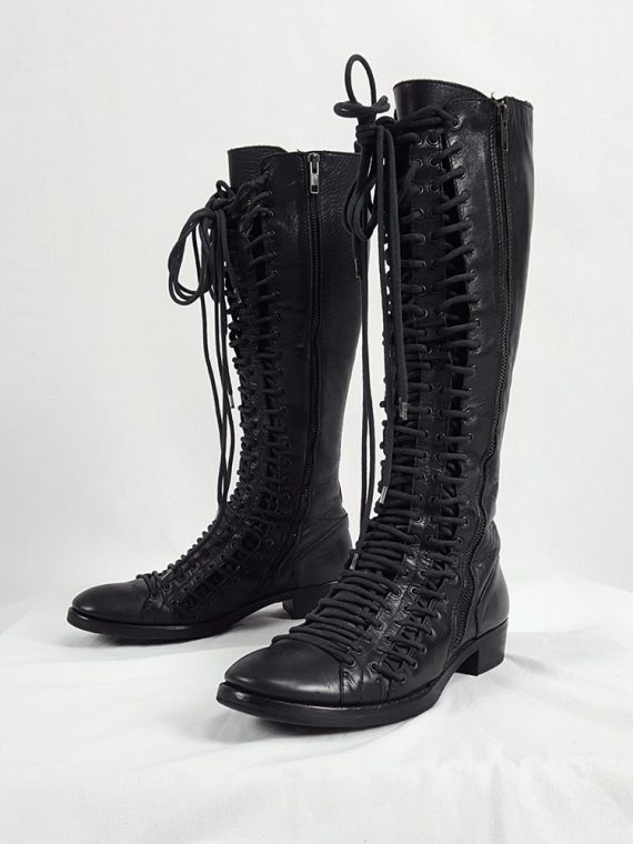 vaniitas vintage Ann Demeulemeester black flat triple lace boots fall 2008 202703
