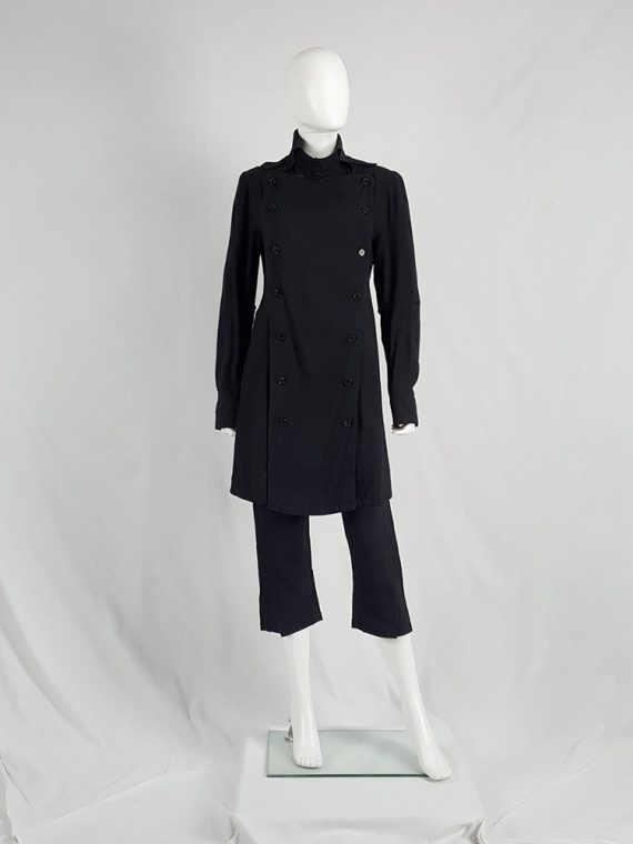 vaniitas vintage Ann Demeulemeester black shirt with double buttoned front panel fall 2004 113520