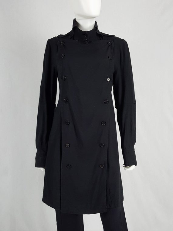 vaniitas vintage Ann Demeulemeester black shirt with double buttoned front panel fall 2004 113613