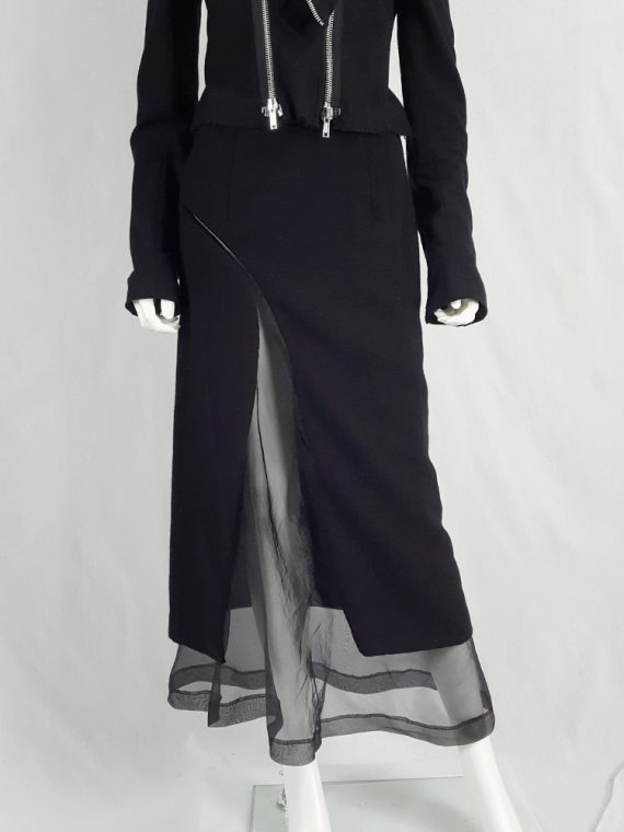 vaniitas vintage Comme des Garçons black skirt with curved mesh cutout fall 1997 143729