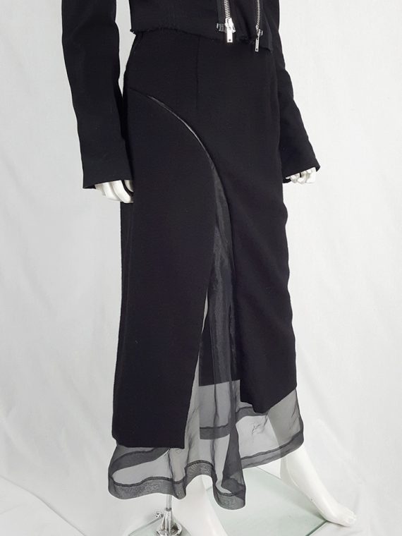 vaniitas vintage Comme des Garçons black skirt with curved mesh cutout fall 1997 143930(0)