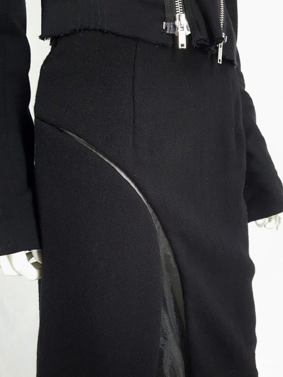 vaniitas vintage Comme des Garçons black skirt with curved mesh cutout fall 1997 144000