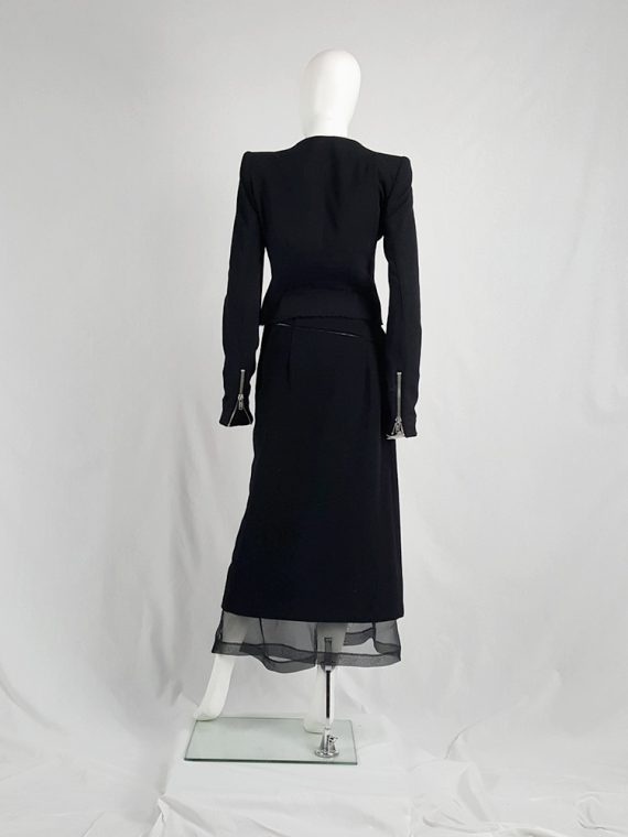 vaniitas vintage Comme des Garçons black skirt with curved mesh cutout fall 1997 144117