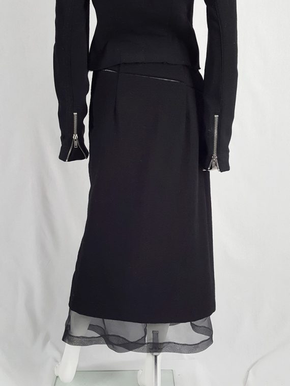 vaniitas vintage Comme des Garçons black skirt with curved mesh cutout fall 1997 144139
