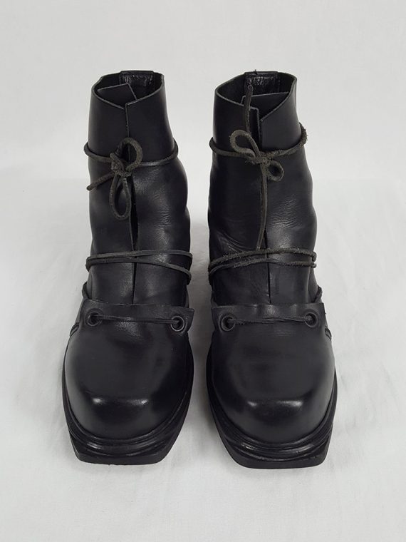vaniitas vintage Dirk Bikkembergs black boots with laces through the soles 1990s 90s 154823