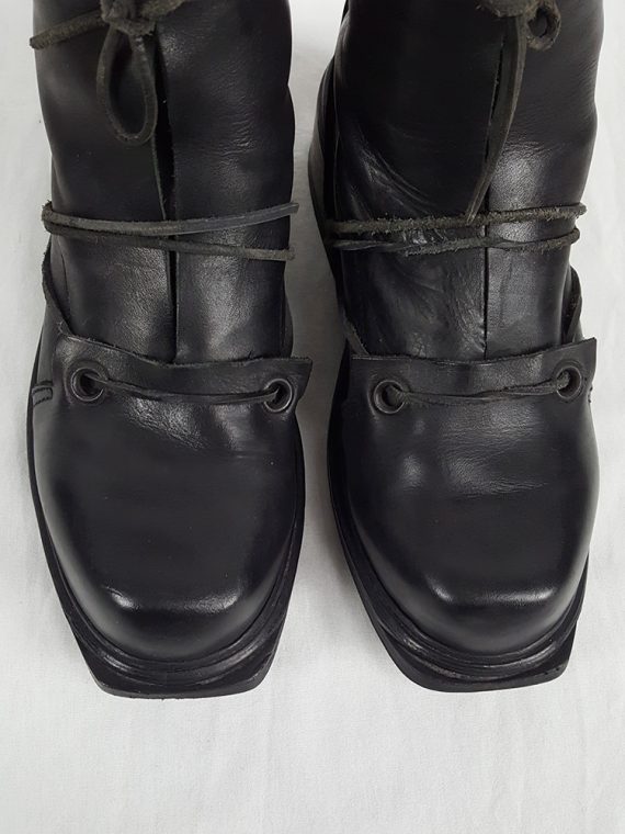 vaniitas vintage Dirk Bikkembergs black boots with laces through the soles 1990s 90s 154832