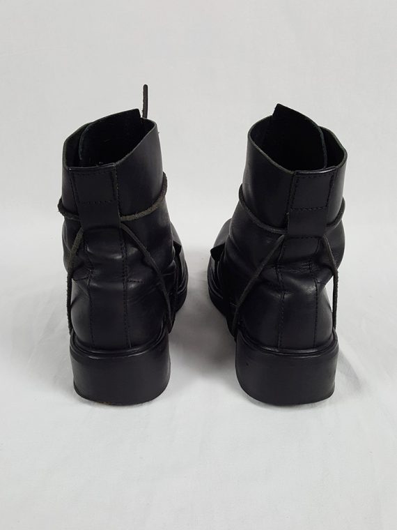 vaniitas vintage Dirk Bikkembergs black boots with laces through the soles 1990s 90s 154904