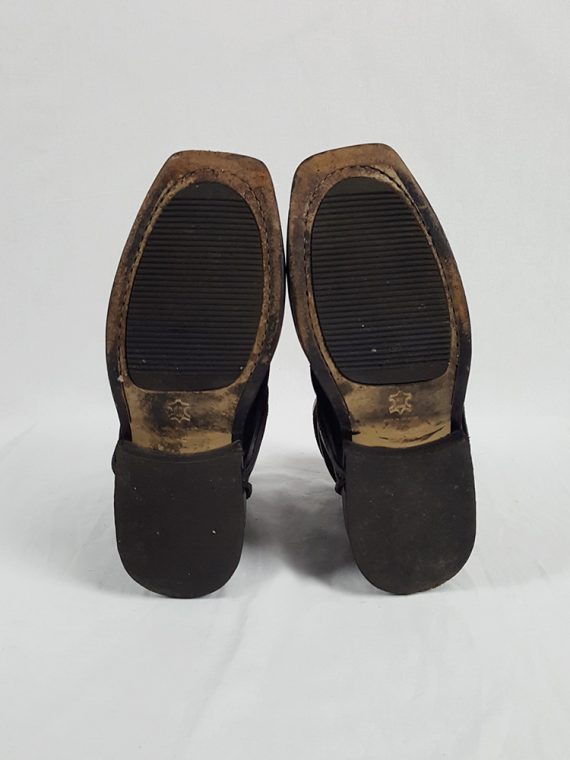 vaniitas vintage Dirk Bikkembergs black boots with laces through the soles 1990s 90s 154931