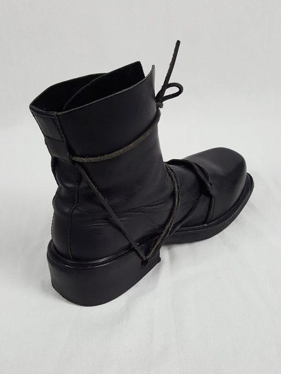 vaniitas vintage Dirk Bikkembergs black boots with laces through the soles 1990s 90s 155021