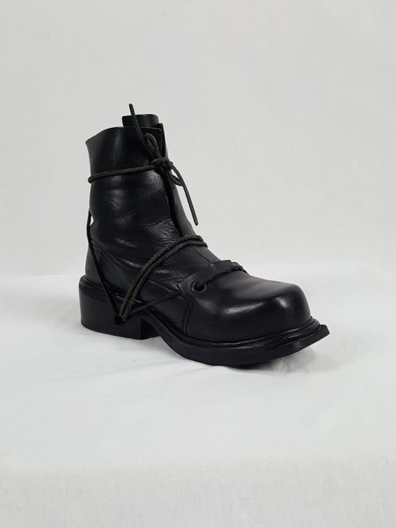 vaniitas vintage Dirk Bikkembergs black boots with laces through the soles 1990s 90s 155202