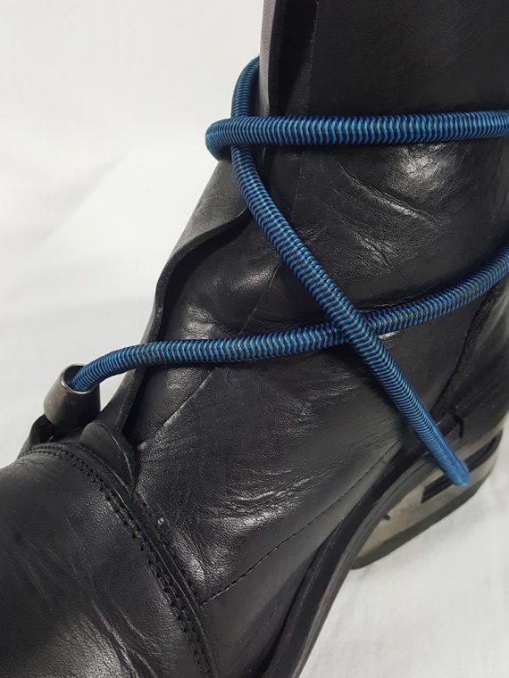 vaniitas vintage Dirk Bikkembergs black mountaineering boots with black and blue elastic fall 1996 152410(0)