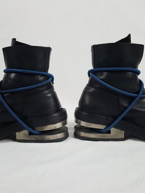 vaniitas vintage Dirk Bikkembergs black mountaineering boots with black and blue elastic fall 1996 152426(0)