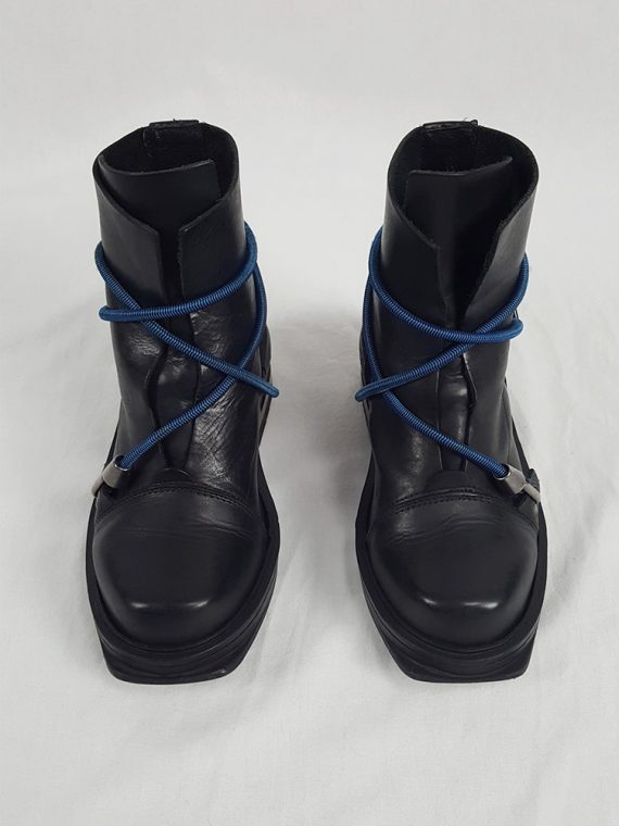 vaniitas vintage Dirk Bikkembergs black mountaineering boots with black and blue elastic fall 1996 152441