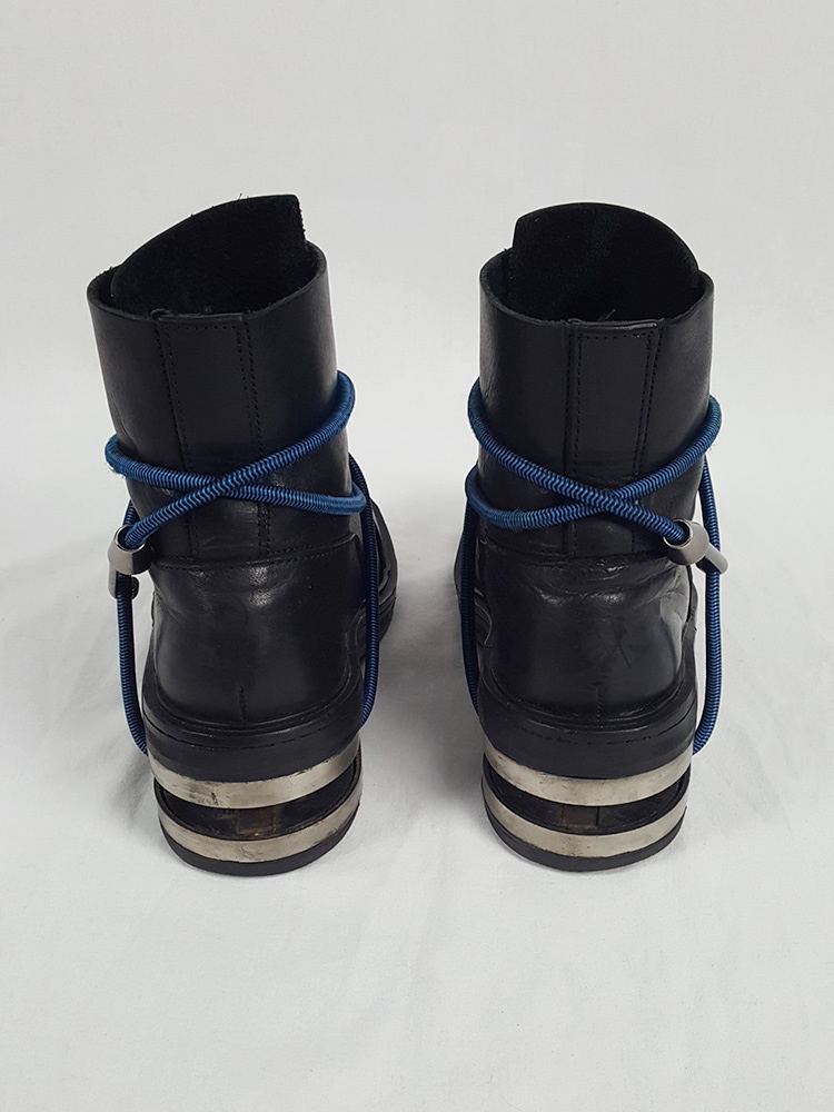 Dirk Bikkembergs black mountaineering boots with black and blue elastic ...