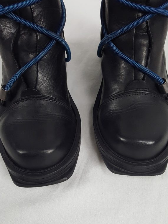 vaniitas vintage Dirk Bikkembergs black mountaineering boots with black and blue elastic fall 1996 152601