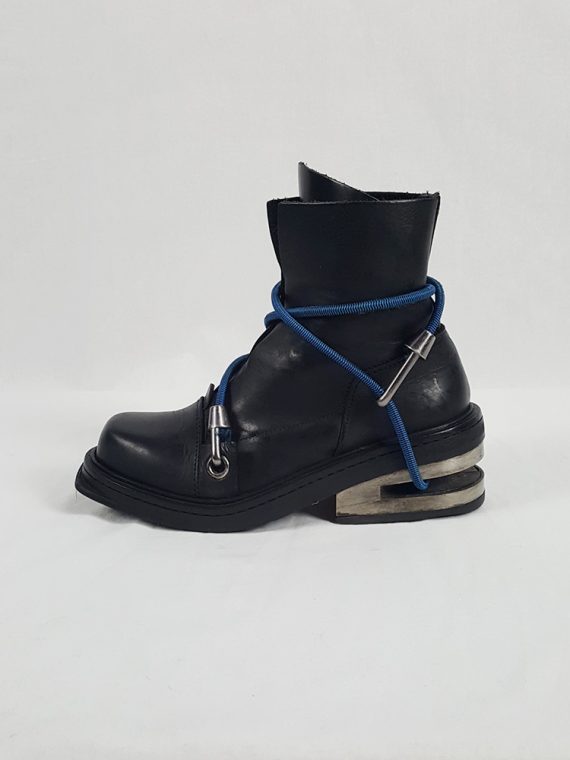 vaniitas vintage Dirk Bikkembergs black mountaineering boots with black and blue elastic fall 1996 152729