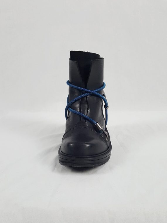 vaniitas vintage Dirk Bikkembergs black mountaineering boots with black and blue elastic fall 1996 152756