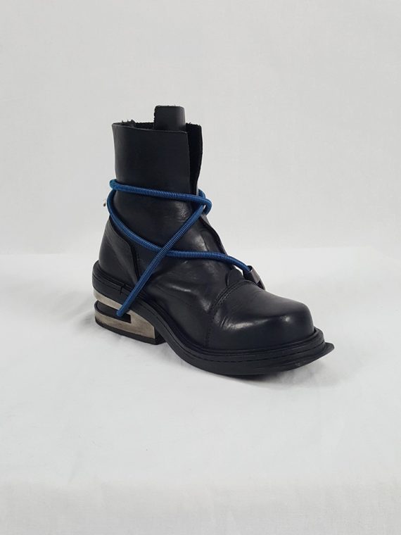 vaniitas vintage Dirk Bikkembergs black mountaineering boots with black and blue elastic fall 1996 152806