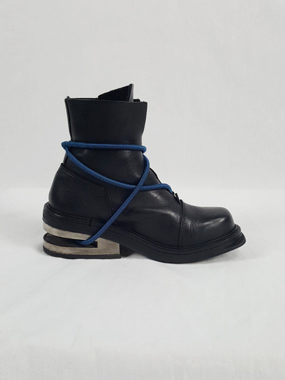 vaniitas vintage Dirk Bikkembergs black mountaineering boots with black and blue elastic fall 1996 152819