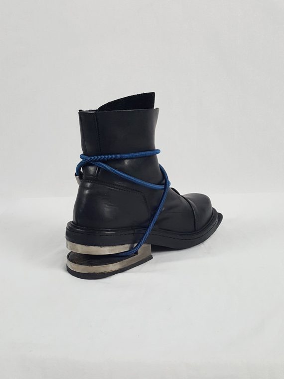 vaniitas vintage Dirk Bikkembergs black mountaineering boots with black and blue elastic fall 1996 152827(0)