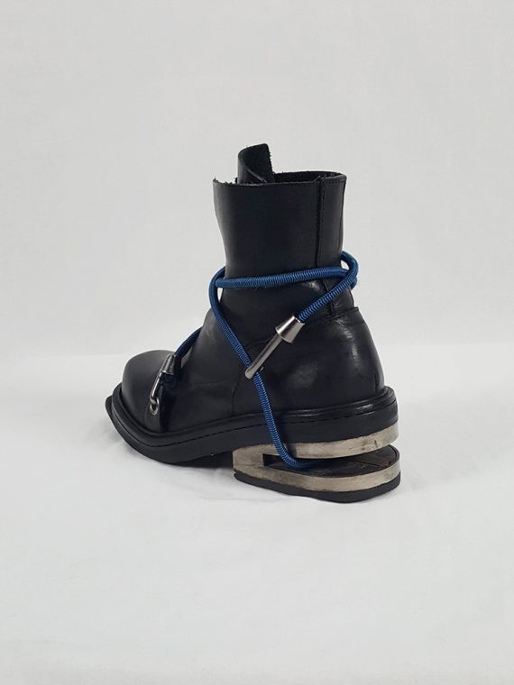 vaniitas vintage Dirk Bikkembergs black mountaineering boots with black and blue elastic fall 1996 152841(0)