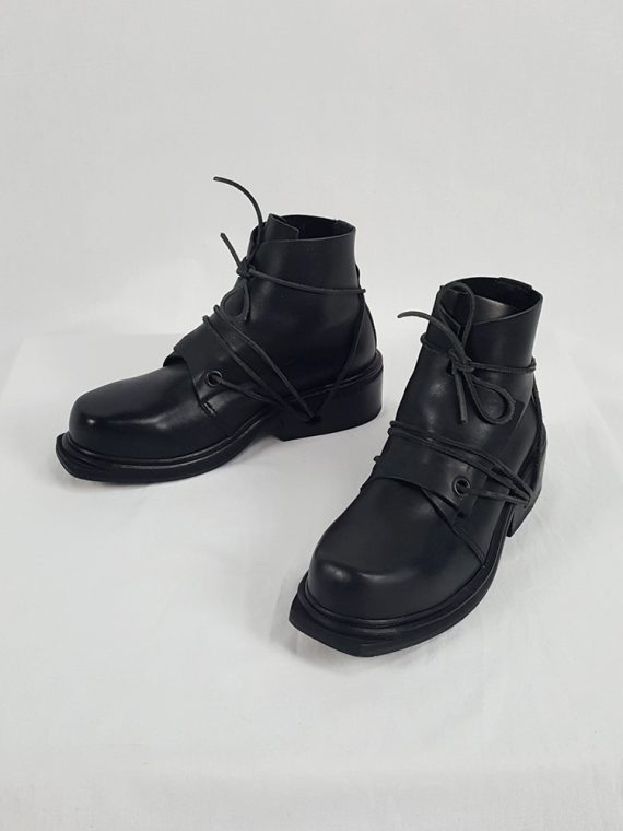 vaniitas vintage Dirk Bikkembergs black mountaineering boots with laces through the soles 1990s 90s 153055