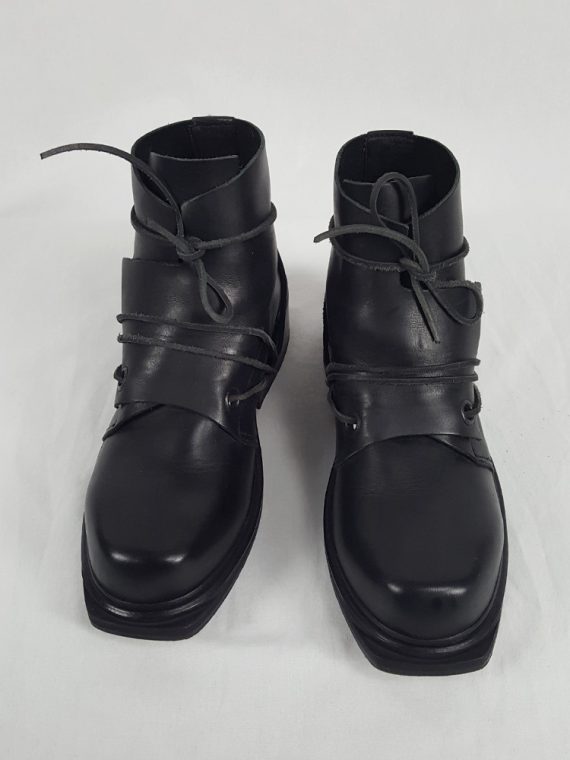 vaniitas vintage Dirk Bikkembergs black mountaineering boots with laces through the soles 1990s 90s 153110