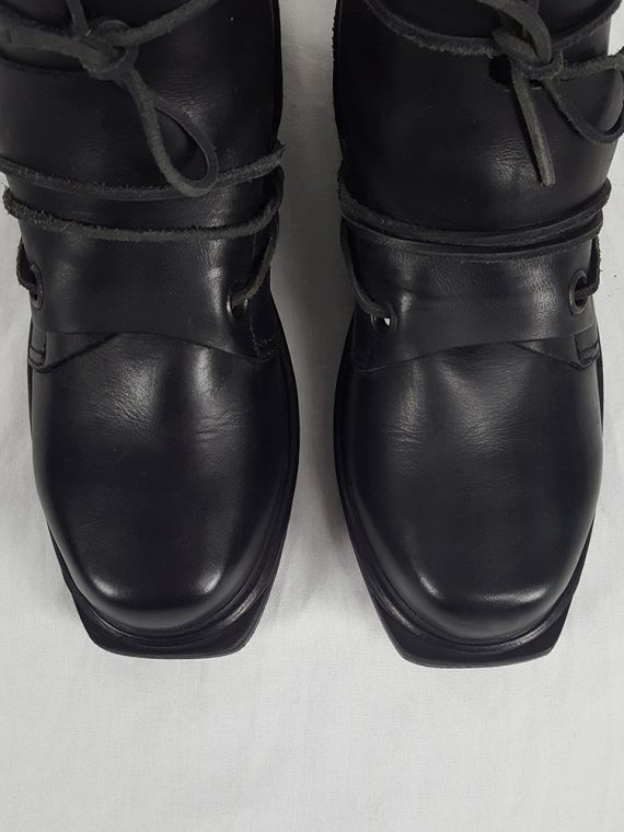 vaniitas vintage Dirk Bikkembergs black mountaineering boots with laces through the soles 1990s 90s 153124