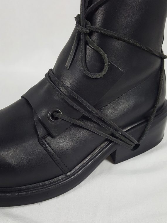 vaniitas vintage Dirk Bikkembergs black mountaineering boots with laces through the soles 1990s 90s 153338