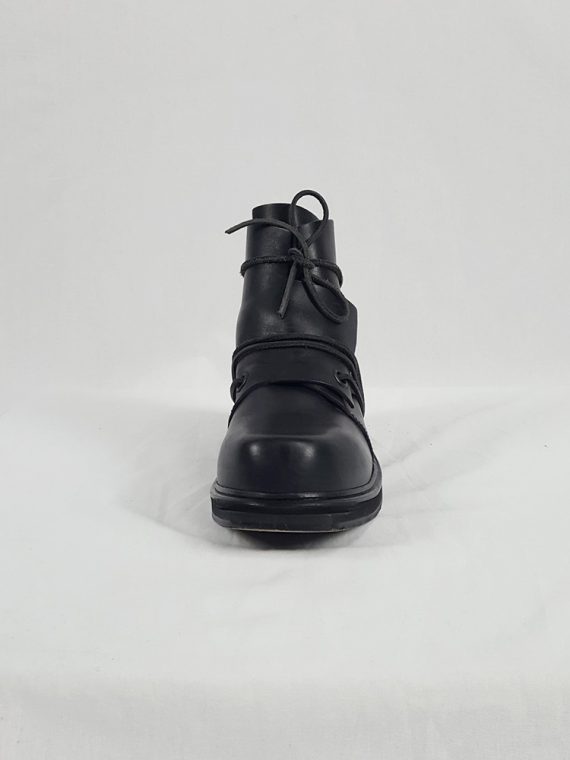 vaniitas vintage Dirk Bikkembergs black mountaineering boots with laces through the soles 1990s 90s 153437(0)