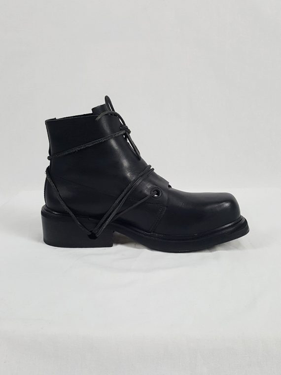 vaniitas vintage Dirk Bikkembergs black mountaineering boots with laces through the soles 1990s 90s 153502
