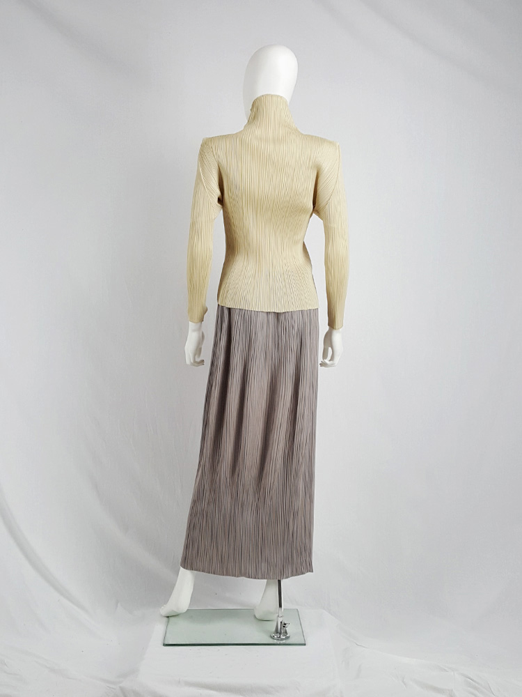 Issey Miyake Pleats Please beige pleated jumper with square 