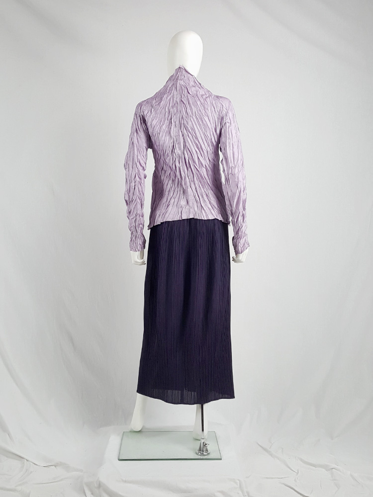 Issey Miyake Pleats Please dark purple pleated maxi skirt with front ...