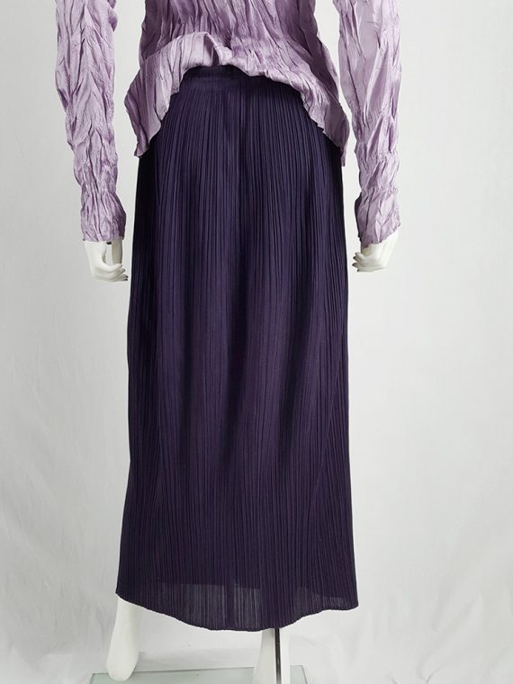 vaniitas vintage Issey Miyake Pleats Please dark purple pleated maxi skirt with front zipper 125749