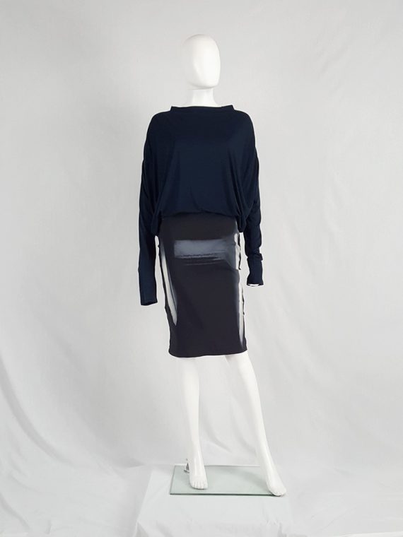 vaniitas vintage Maison Martin Margiela black skirt with painted trompe-l’oeil runway spring 2008 161958