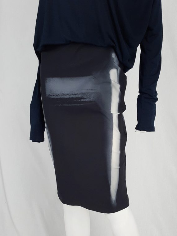 vaniitas vintage Maison Martin Margiela black skirt with painted trompe-l’oeil runway spring 2008 162037(0)