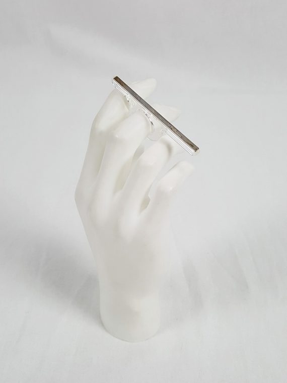 vaniitas vintage Margiela MM6 clear ring with silver strip across the fingers spring 2013 200556