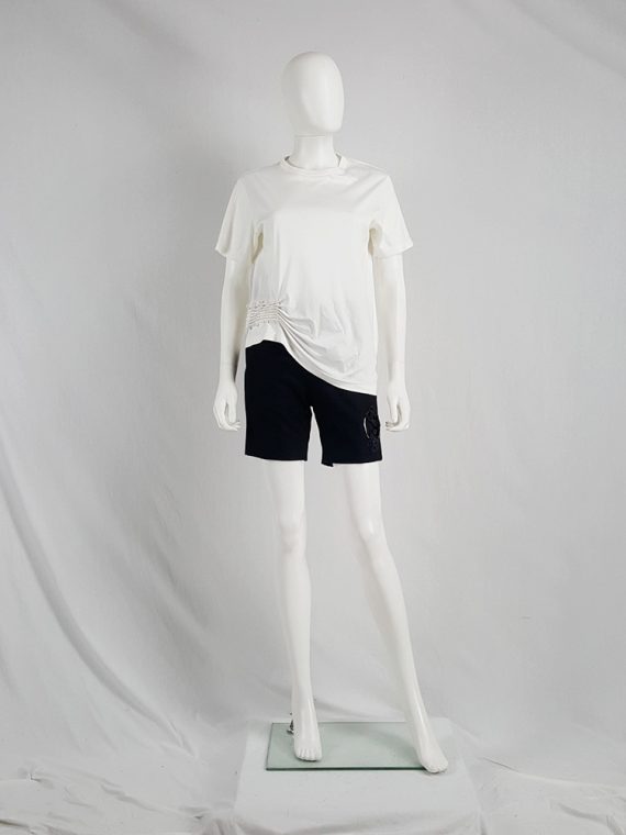vaniitas vintage Noir Kei Ninomiya white t-shirt gathered by rows of pearls spring 2015 134629