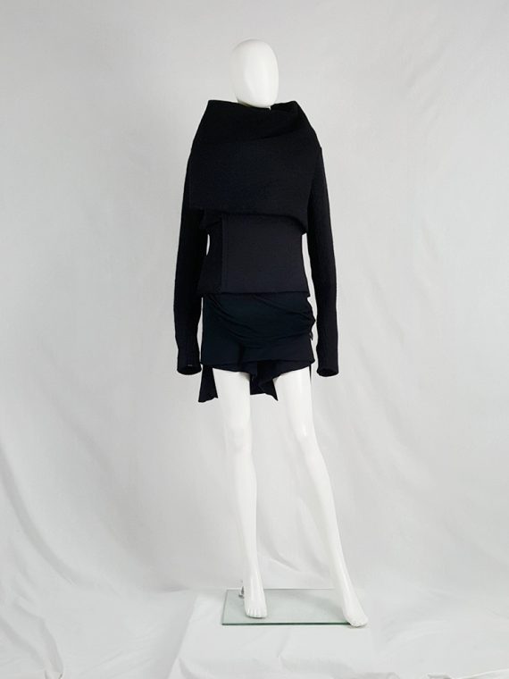 vaniitas vintage Rick Owens GLEAM black asymmetric jacket with oversized neckline fall 2010 134948