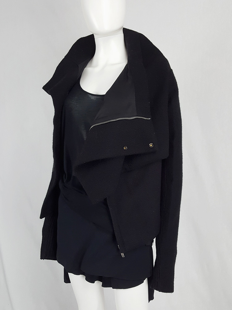 Rick Owens GLEAM black asymmetric jacket with oversized neckline — fall ...