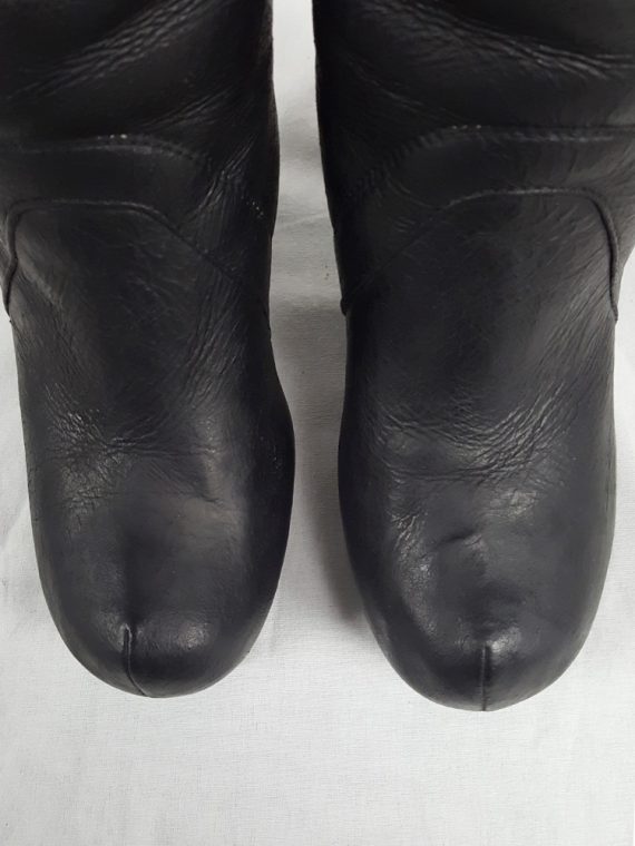 vaniitas vintage Rick Owens black ankle boots with tall wedge and sheep lining 213720