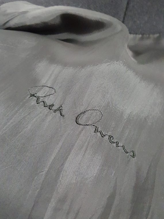 vaniitas vintage Rick Owens dark green shawl coat with belt strap and leather sleeves 173036