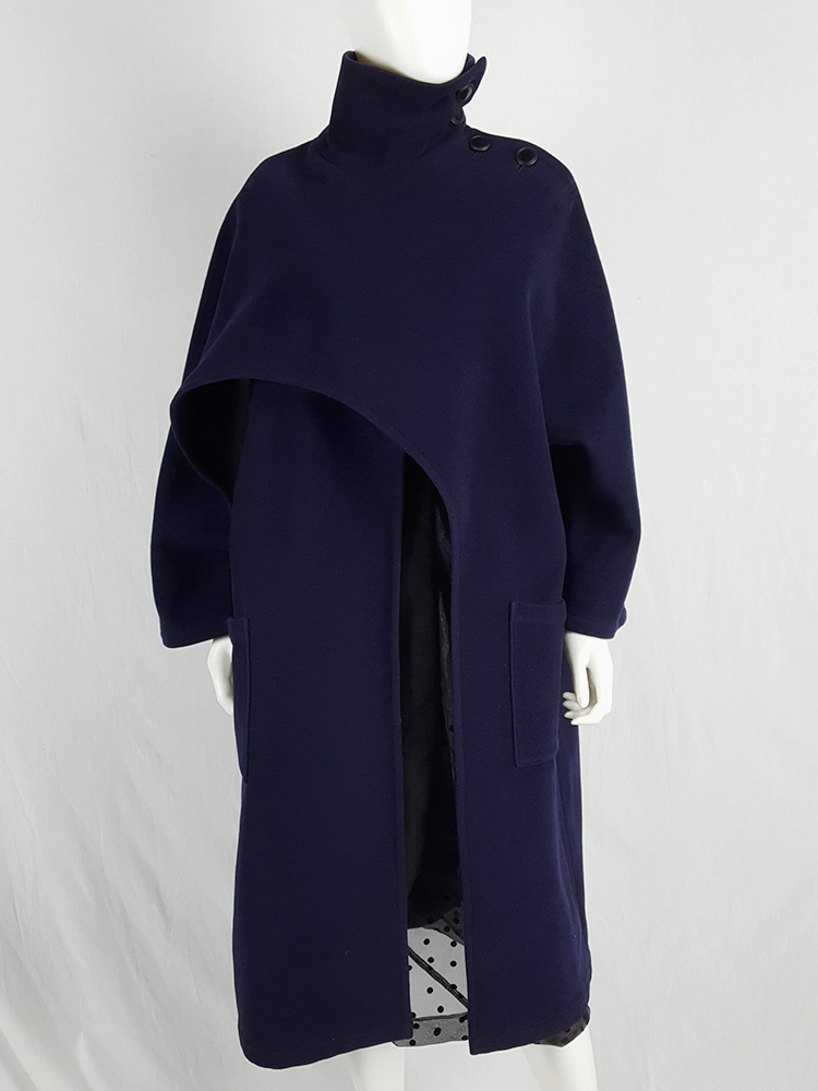 Yohji Yamamoto dark blue oversized sculptural coat — 1980s - V A N II T A S