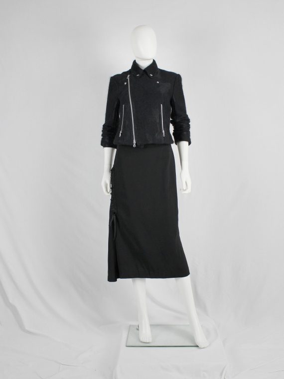 vaniitas vintage AF Vandevorst black skirt with corset-lacing on the side fall 2006 4487